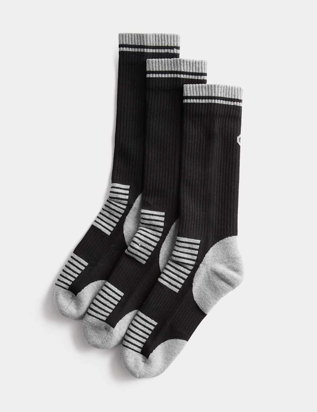 Goodmove Men's 3 Pack Cool & Fresh Reflective Cushioned Socks - 9-12 - Black Mix
