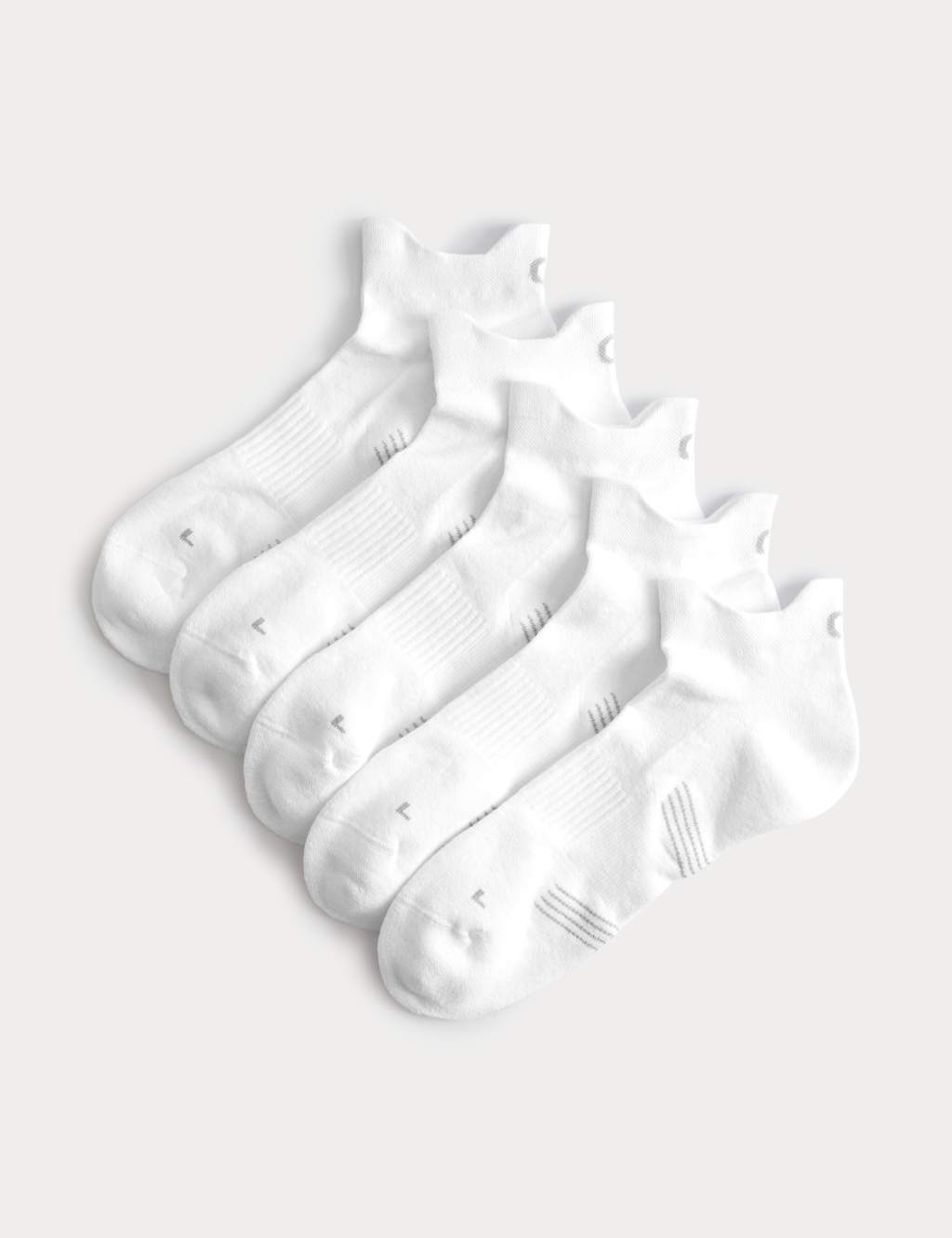 Goodmove Men's 5 Pack Cool & Fresh Cushioned Trainer Liners - 9-12 - White