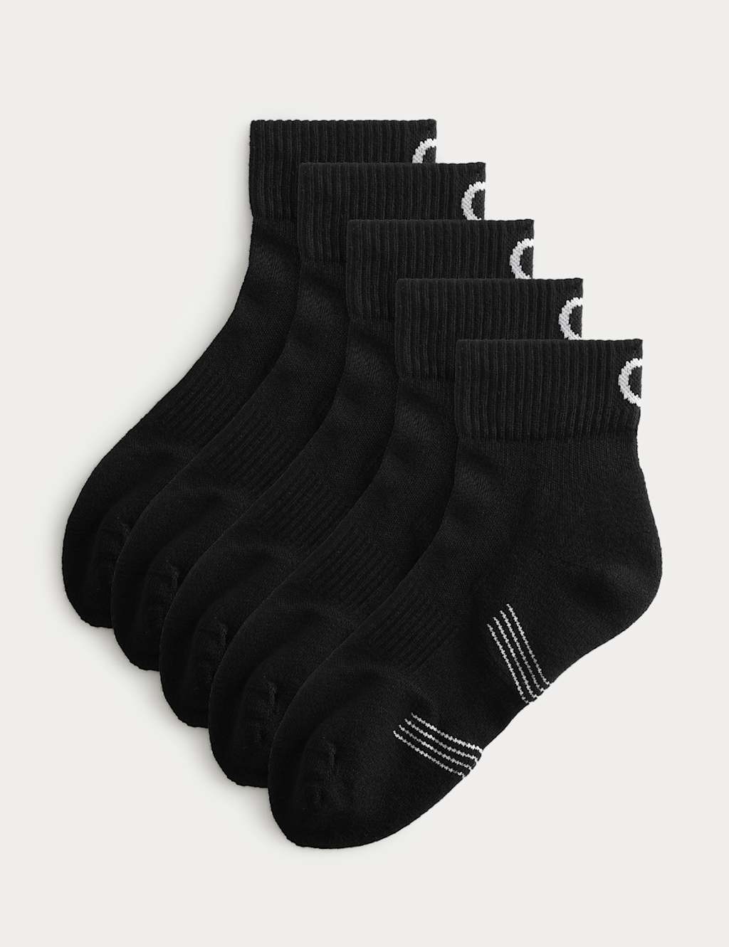 Goodmove Men's 5 Pack Freshfeet Cushioned Cotton Rich Quarter Liner Sport Socks - 6-8 ½ - Black