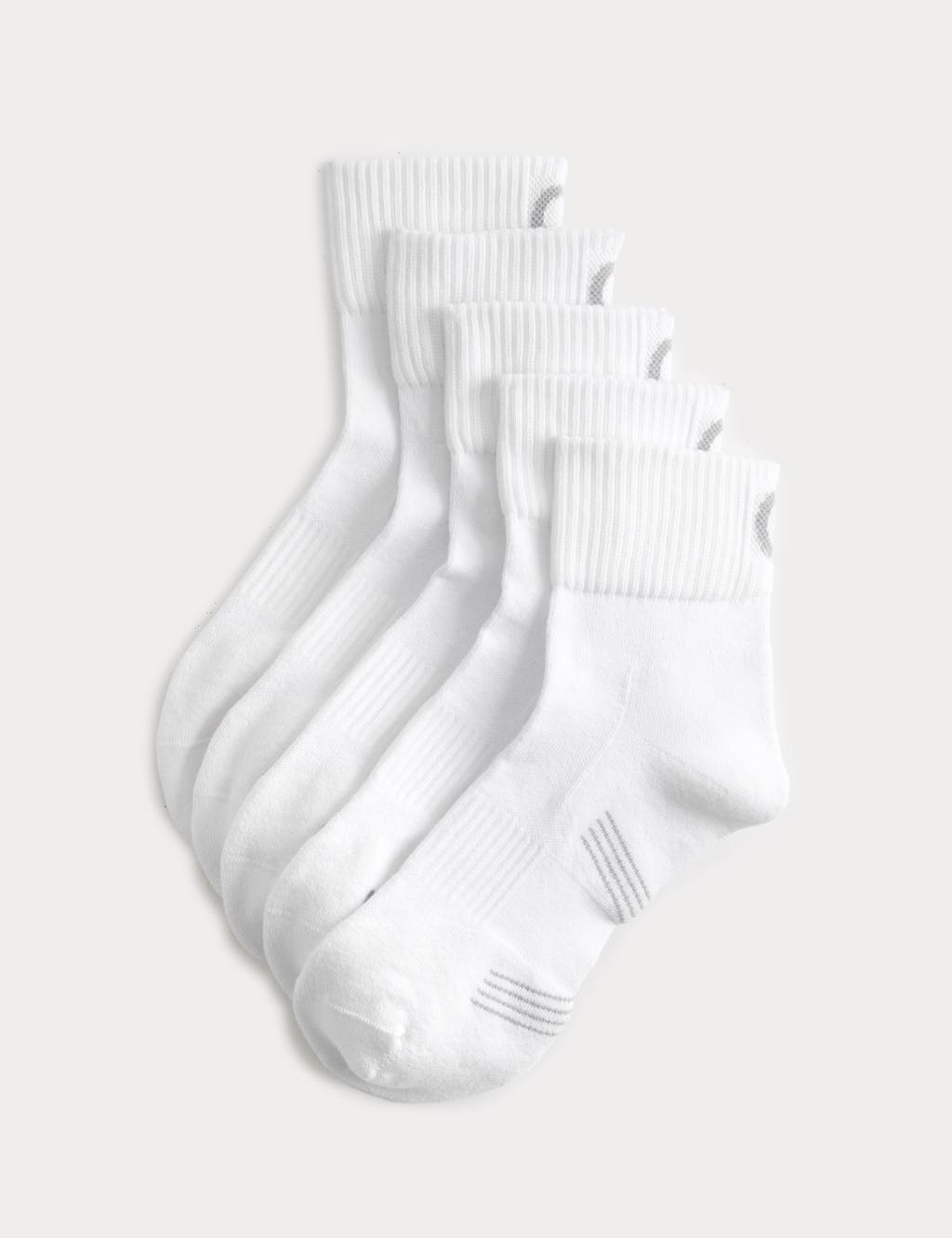 Goodmove Men's 5 Pack Freshfeet Cushioned Cotton Rich Quarter Liner Sport Socks - 6-8 ½ - White