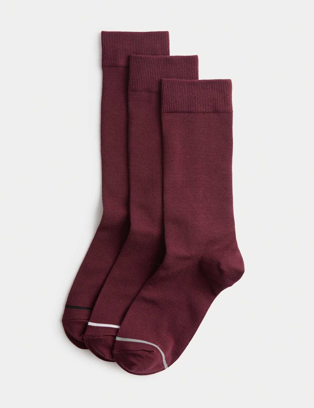 M&S 3pk Heatgen Light Thermal Socks Burgundy Mix