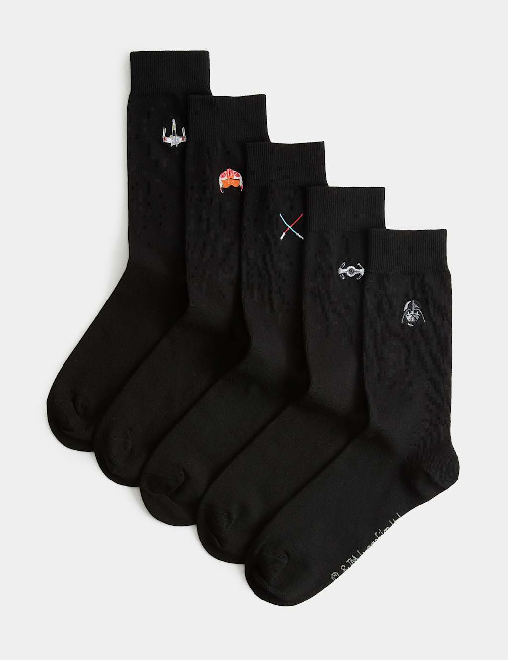 M&S Men's 5 Pack Star Wars Cotton Rich Socks - 6-8 ½ - Black Mix