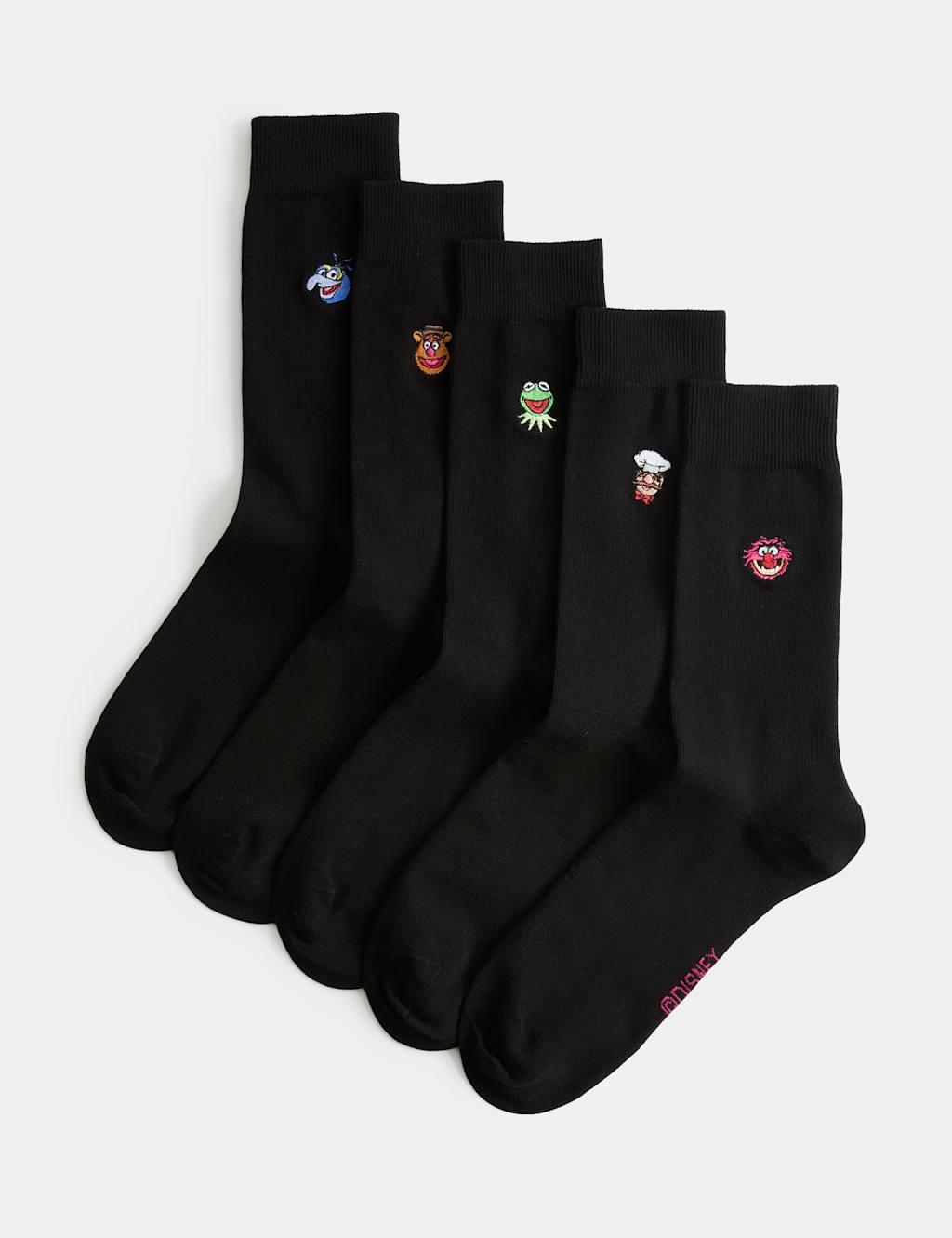 M&S Men's 5 Pack Muppets Cotton Rich Socks - 12½-14 ½ - Black Mix