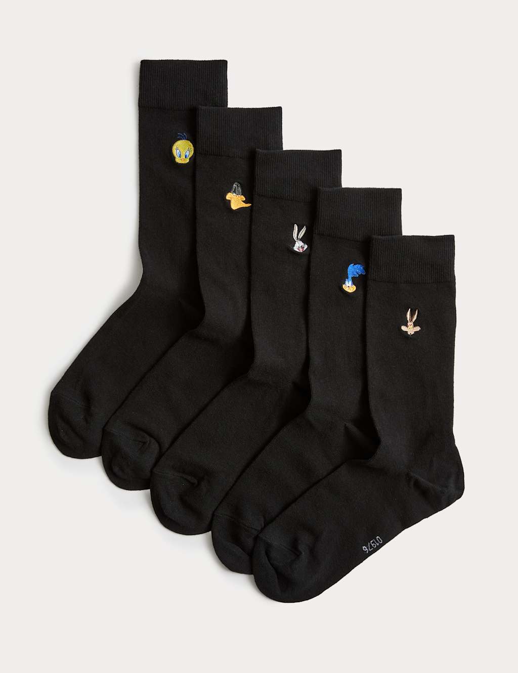 M&S Men's 5 Pack Cotton Rich Looney Tunes Socks - 12½-14 ½ - Black Mix
