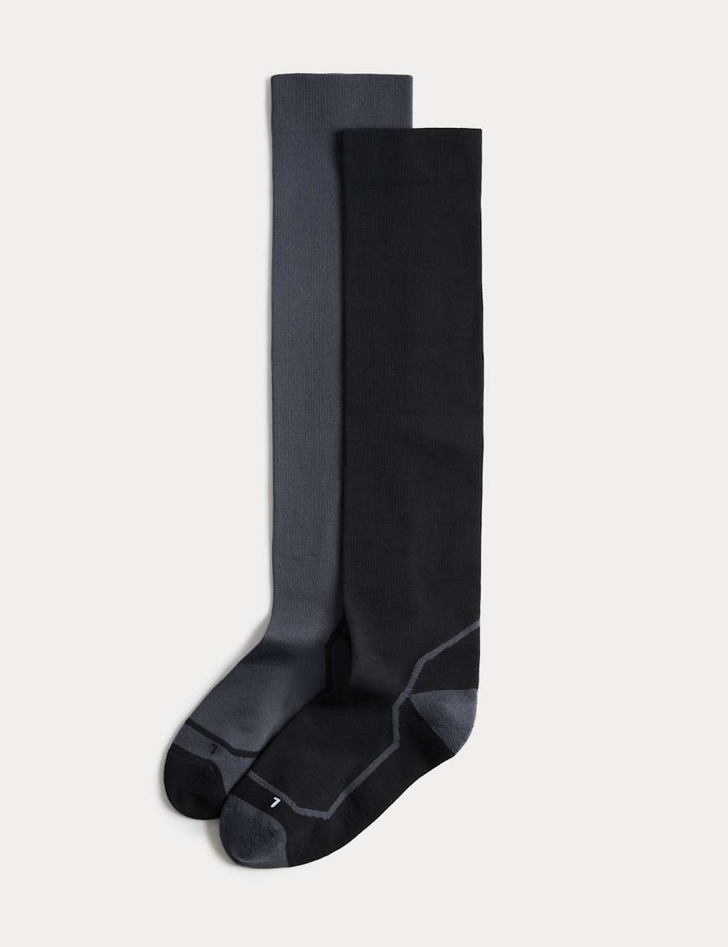 M&S Men's 2 Pack Light Compression Socks - 12½-14 ½ - Black Mix