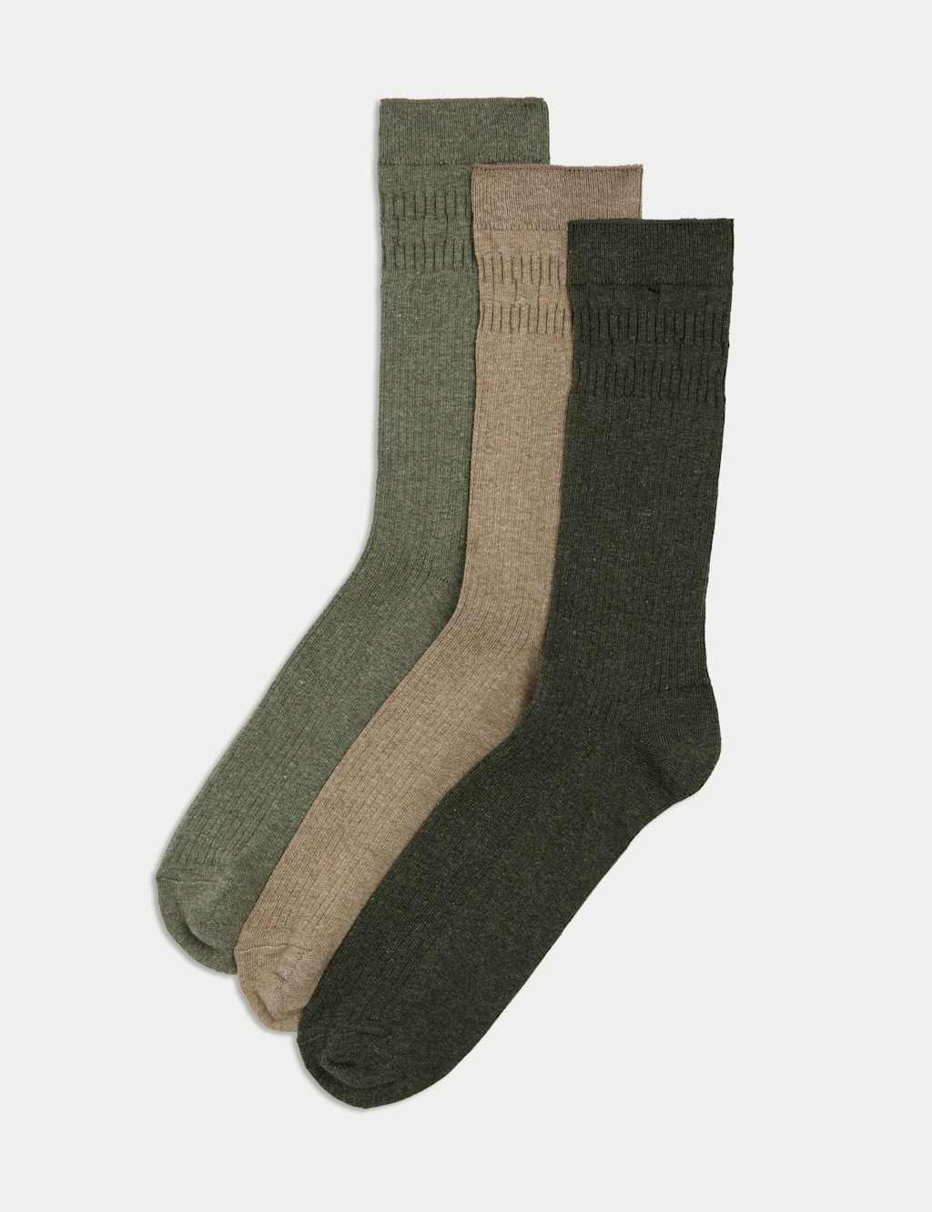 M&S 3pk Gentle Grip Cool & Fresh Socks Green Mix