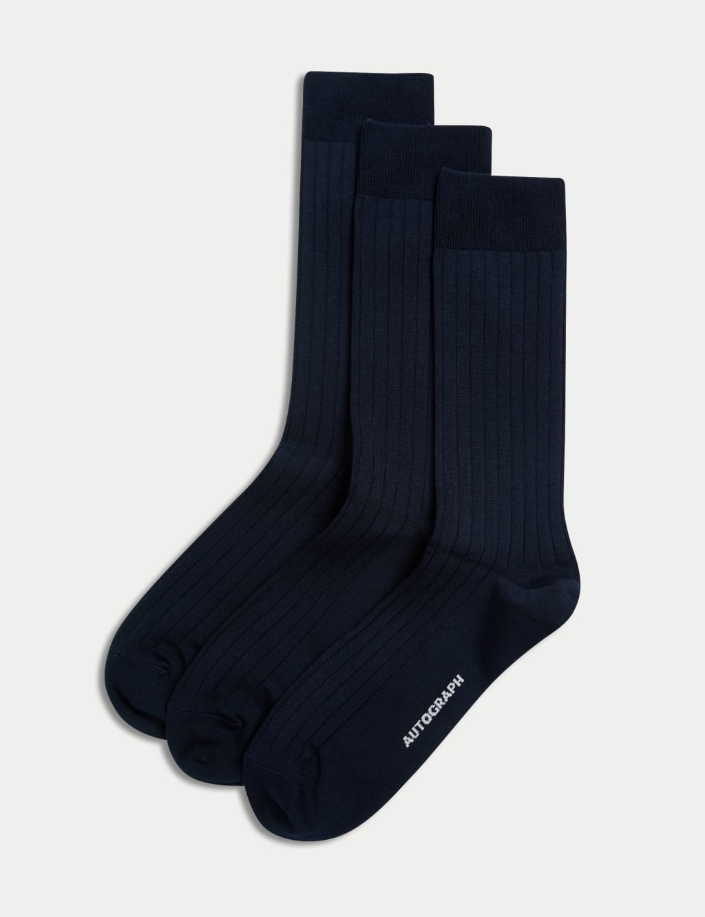 3pk Egyptian Cotton Rich Ribbed Socks