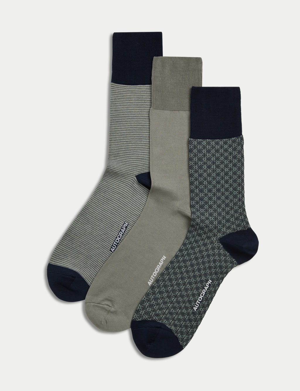 3pk Assorted Mercerised Cotton Rich Socks
