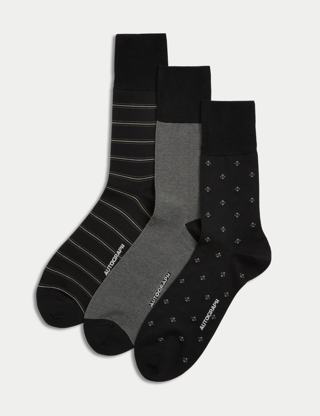 3pk Assorted Mercerised Cotton Rich Socks