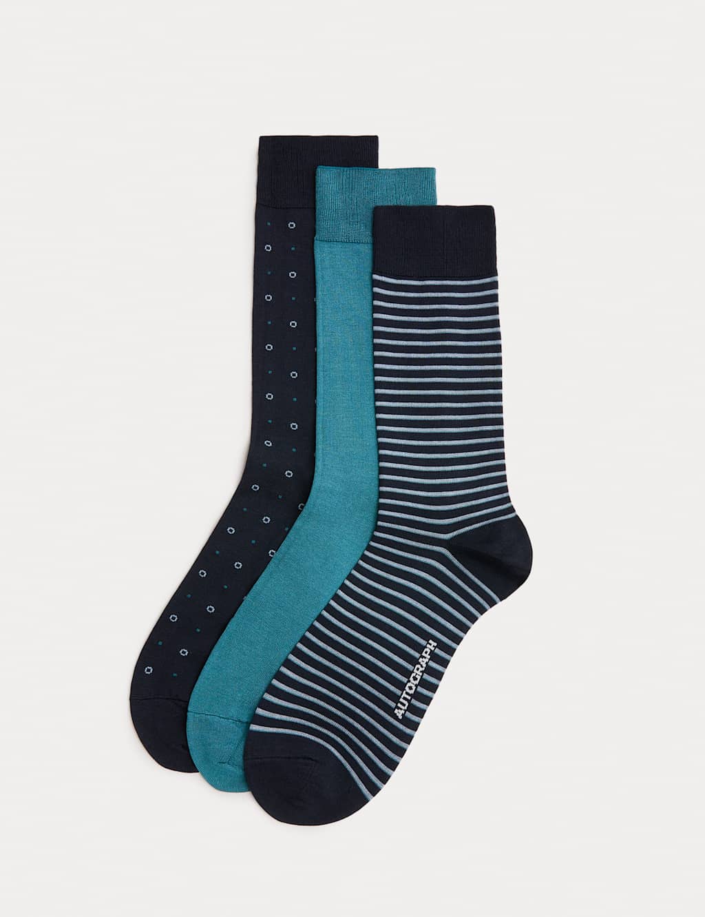 Autograph Men's 3 Pack Mercerised Cotton Rich Socks - 6-8 ½ - Navy Mix