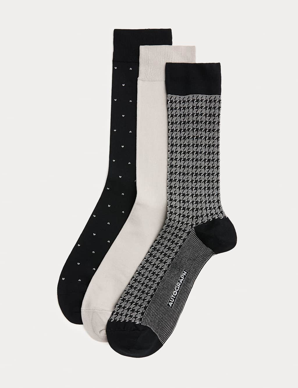 Autograph Men's 3 Pack Mercerised Cotton Rich Socks - 6-8 ½ - Black Mix