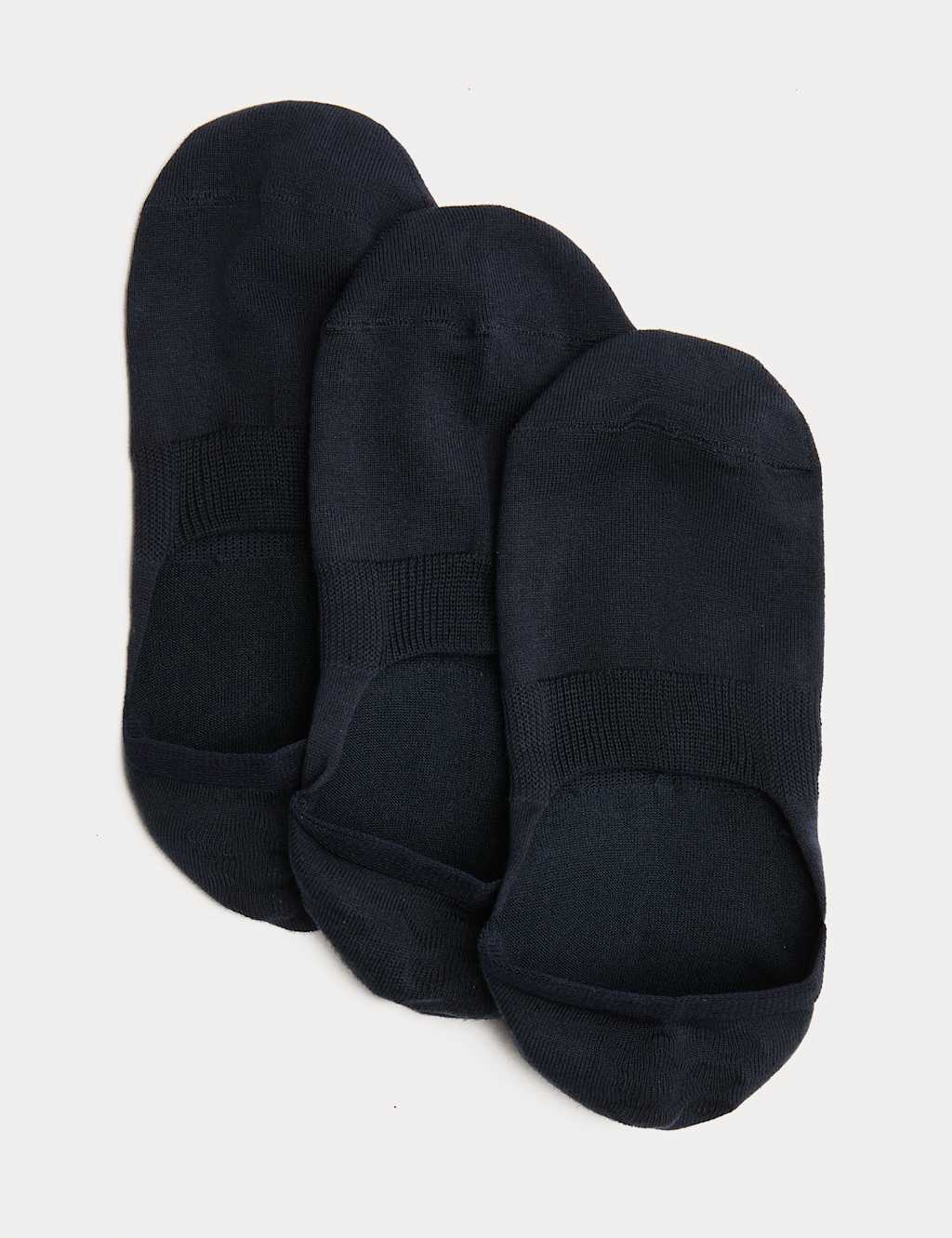 Autograph Men's 3 Pack Egyptian Cotton Invisible Trainer Liners - 6-8 ½ - Navy