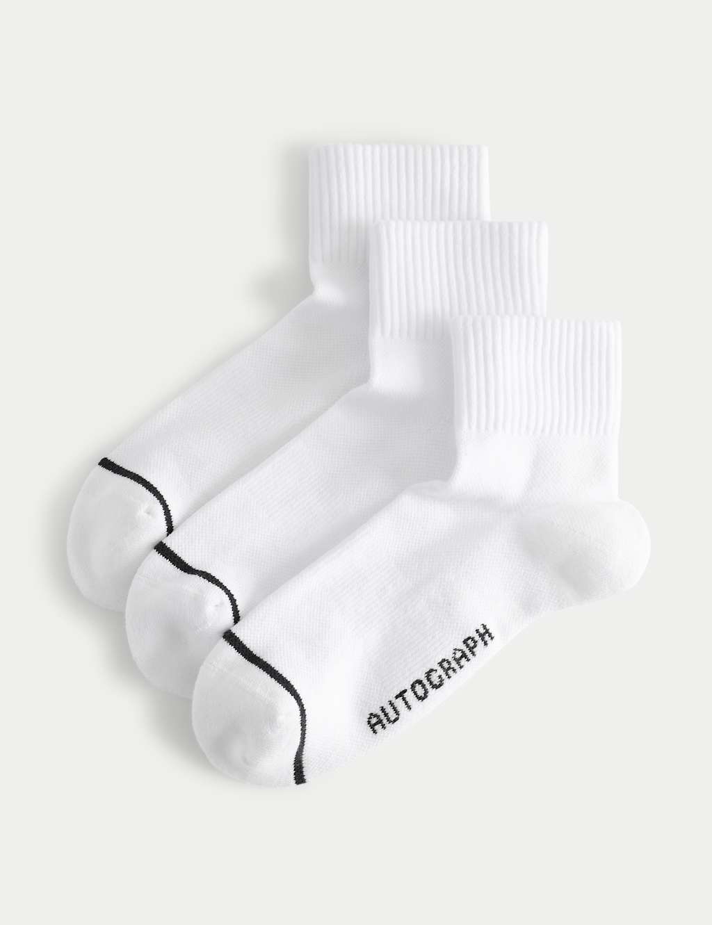 Autograph Men's 3 Pack Pima Cotton Rich Quarter Liner Socks - 6-8 ½ - White