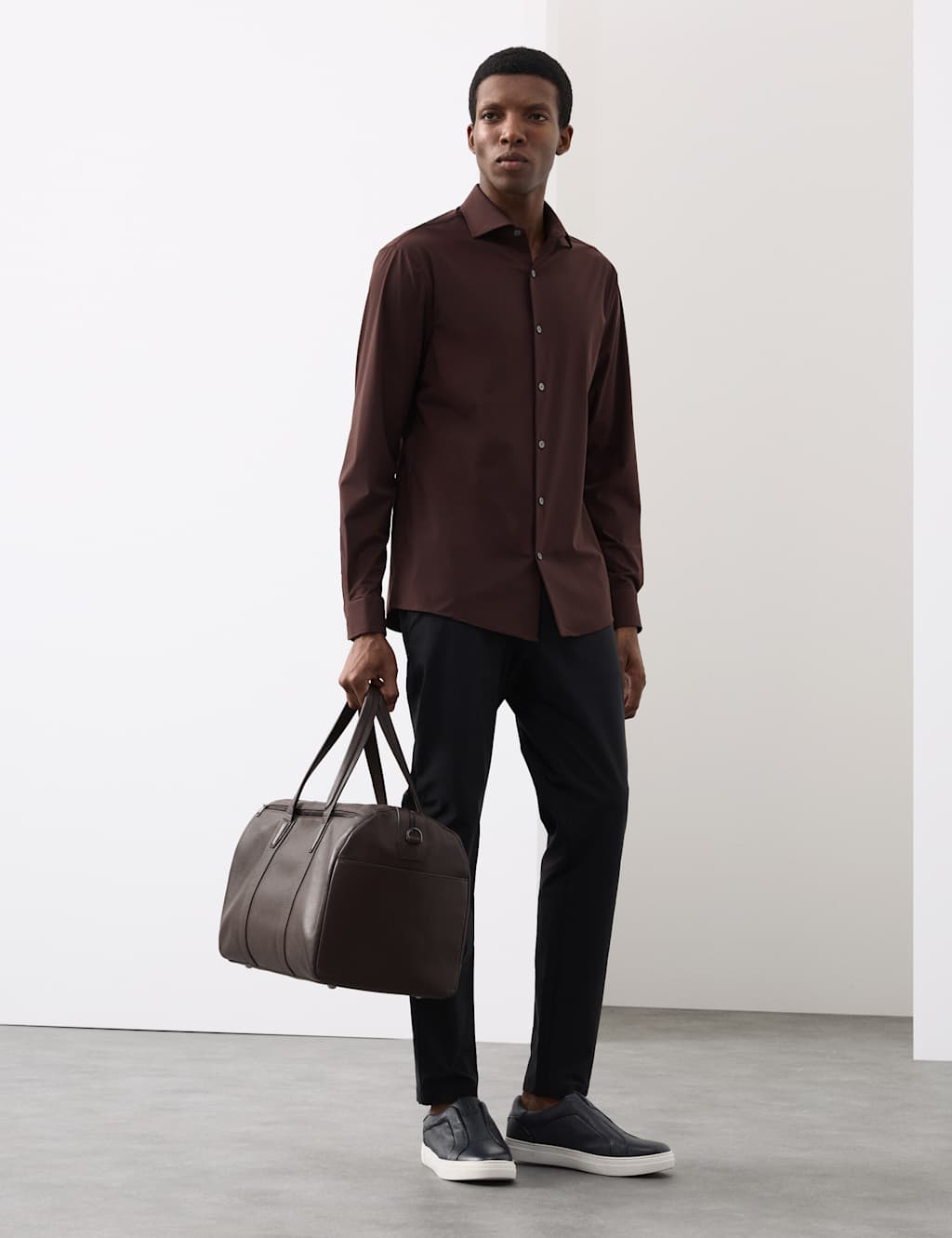 Autograph Tailored Fit Stretch Performance Shirt Dark Burgundy