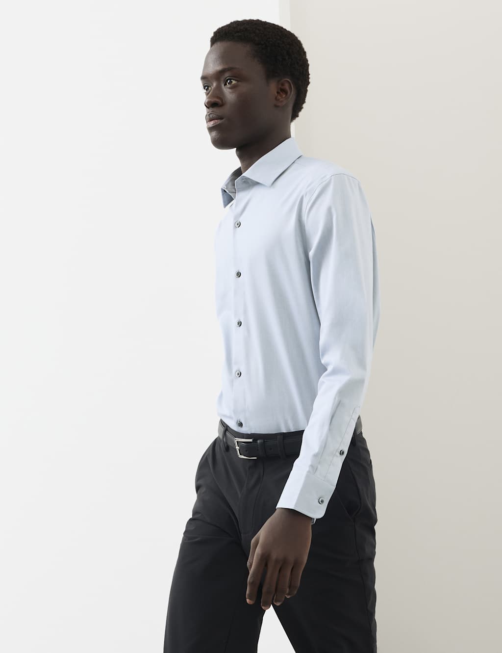 Autograph Men's Slim Fit Cotton Performance Shirt - XL - Blue