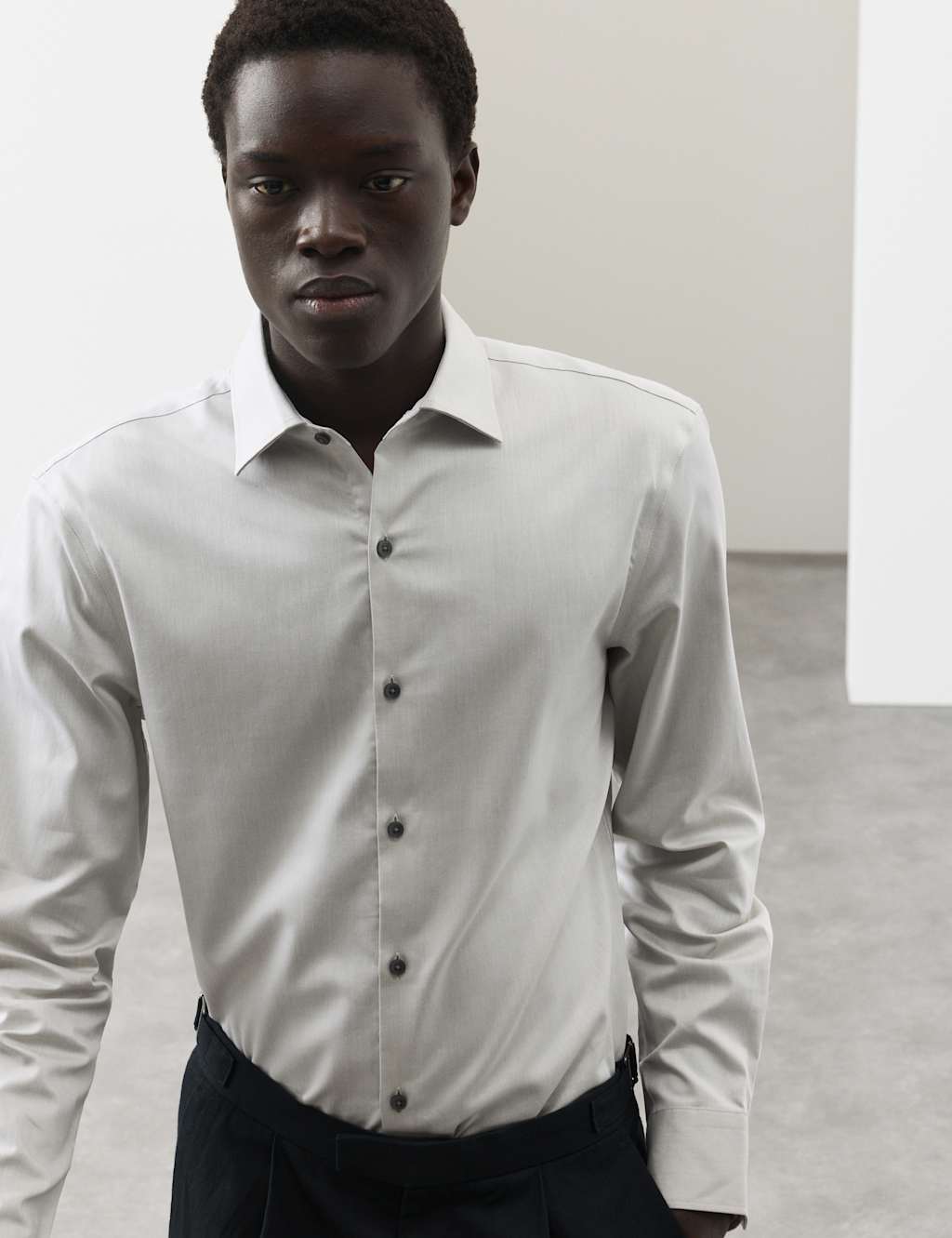 Autograph Men's Slim Fit Cotton Performance Shirt - M - Light Olive