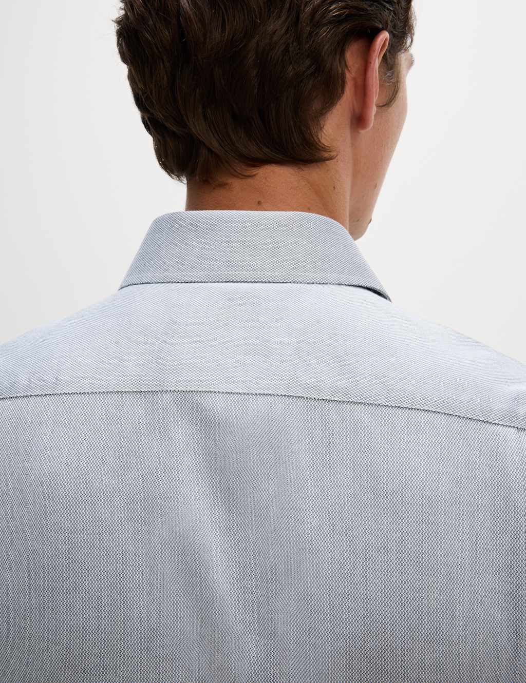 M&S Regular Fit Ultimate Non Iron Cotton Textured Shirt Dark Navy