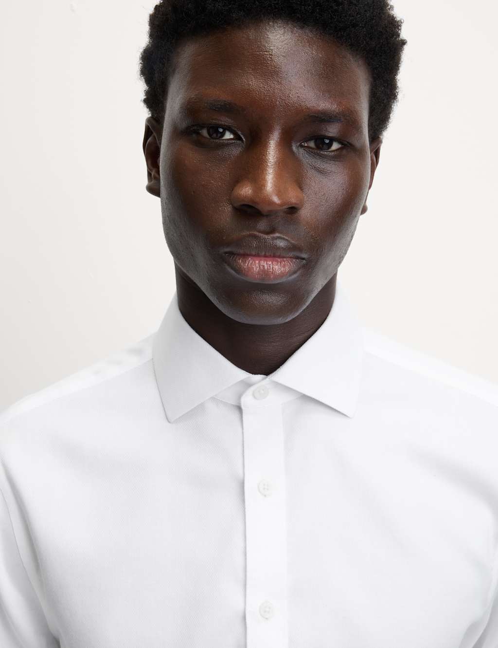 M&S Regular Fit Ultimate Non Iron Cotton Textured Shirt White