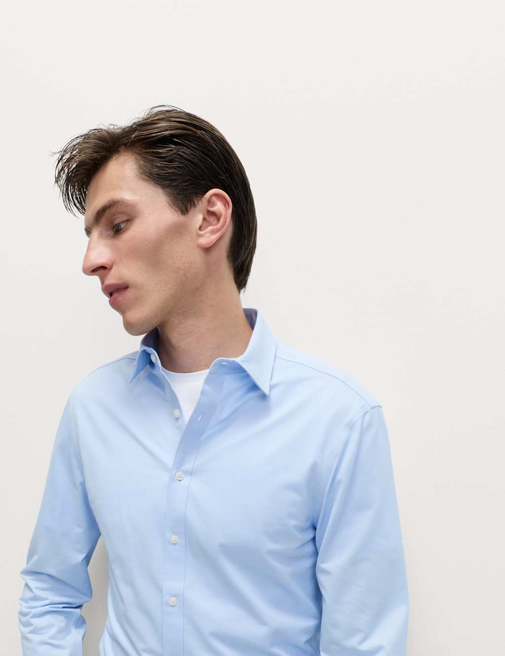 M&S Regular Fit Ultimate Jersey Shirt Blue