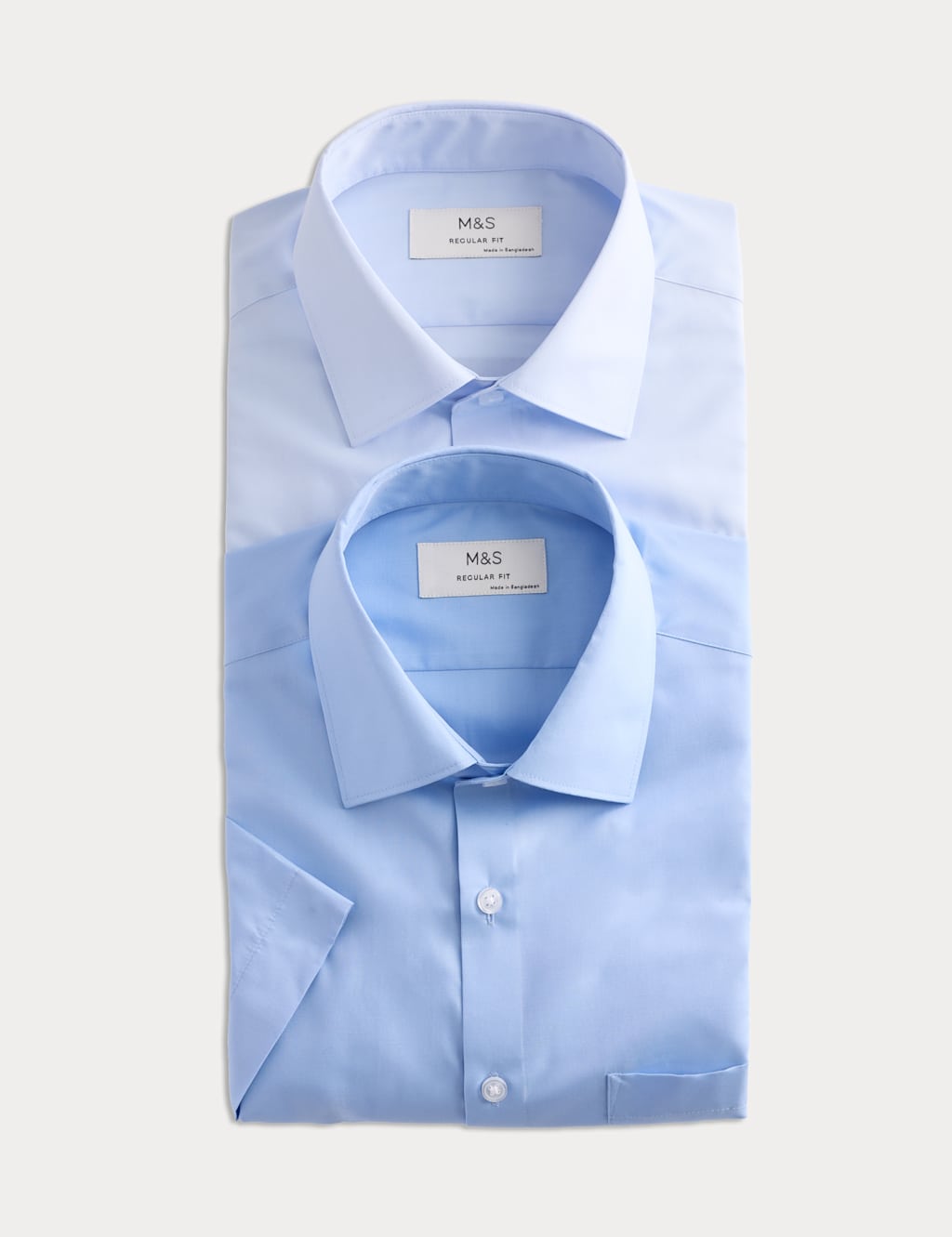 M&S Men's 2 Pack Regular Fit Easy Iron Shirts - 17½ - Blue Mix