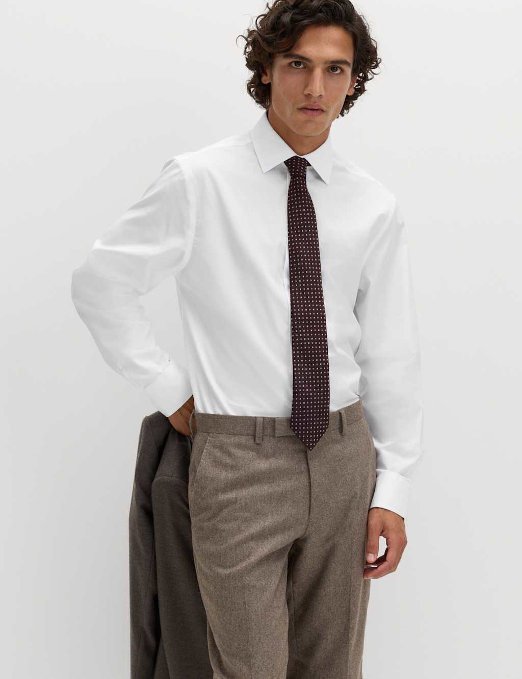 M&S Sartorial Men's Regular Fit Pure Cotton Luxury Shirt - 16½ - White