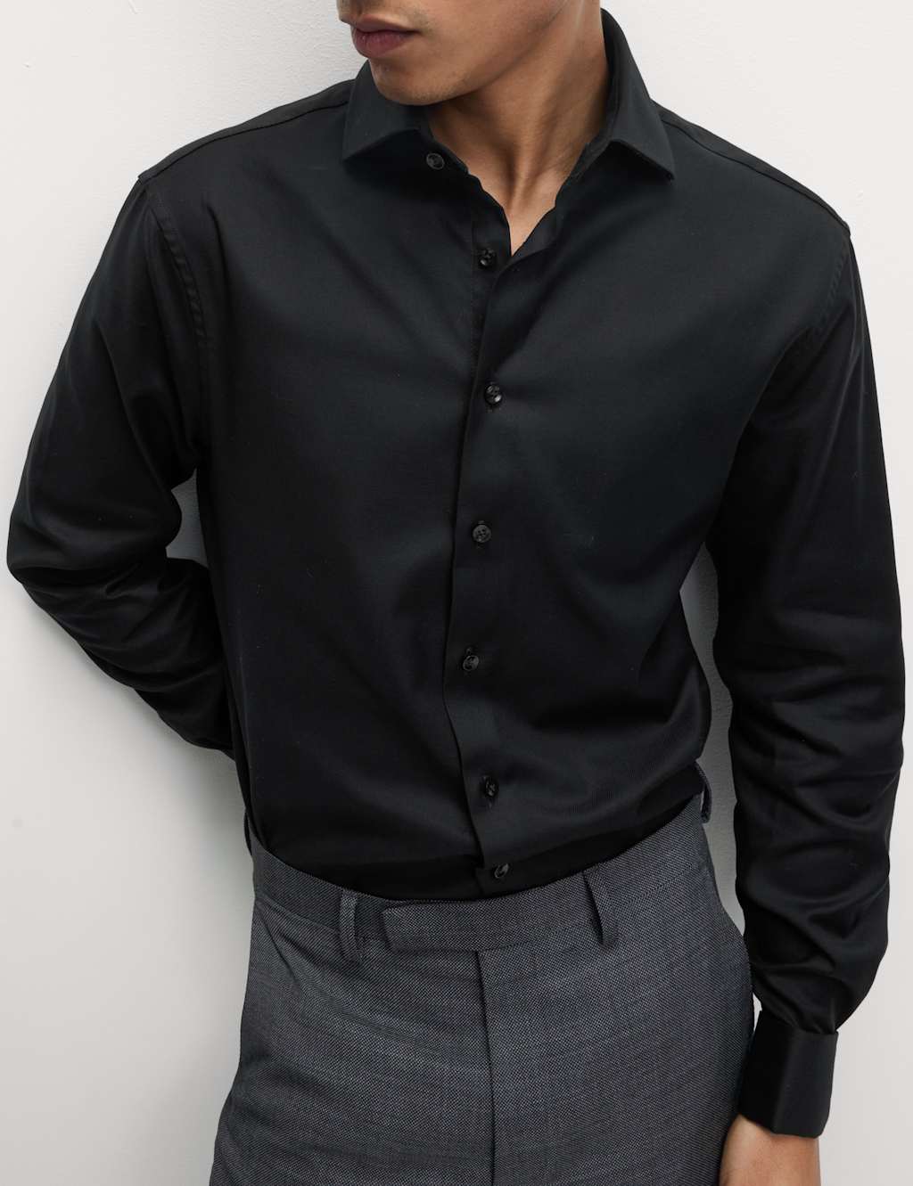 Regular Fit Luxury Cotton Double Cuff Twill Shirt