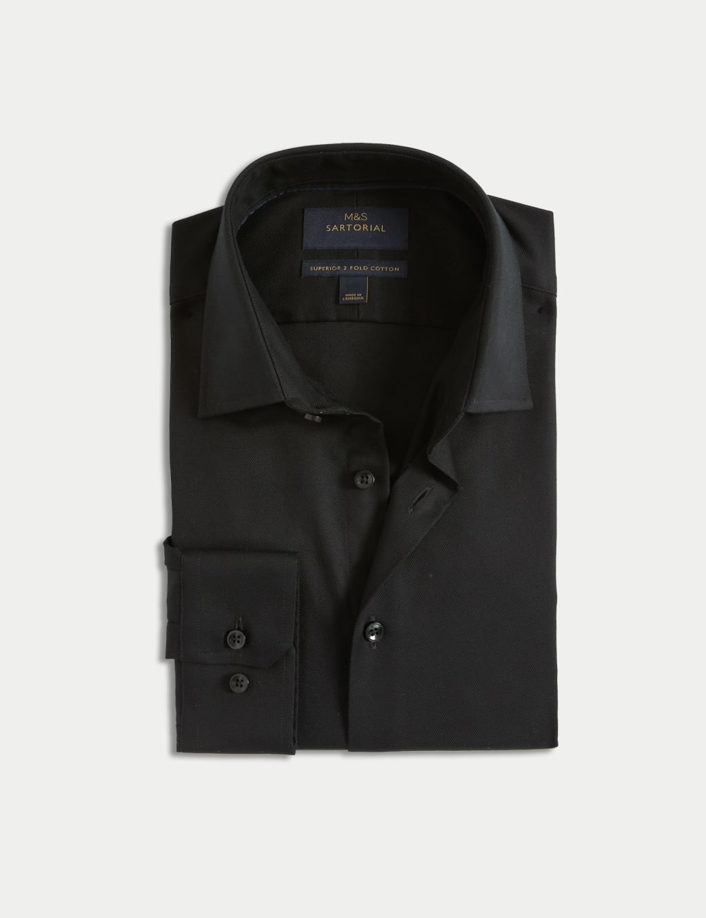 M&S SARTORIAL Tailored Fit Luxury Cotton Twill Shirt Black