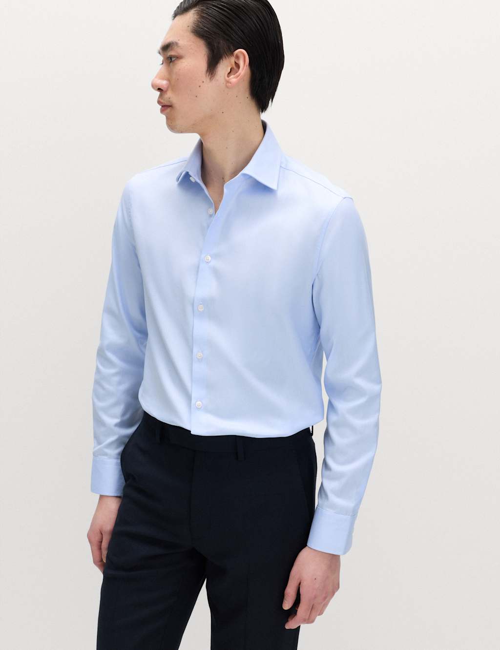 M&S Sartorial Men's Extra Slim Fit Luxury Cotton Twill Shirt - 17½/REG - Blue