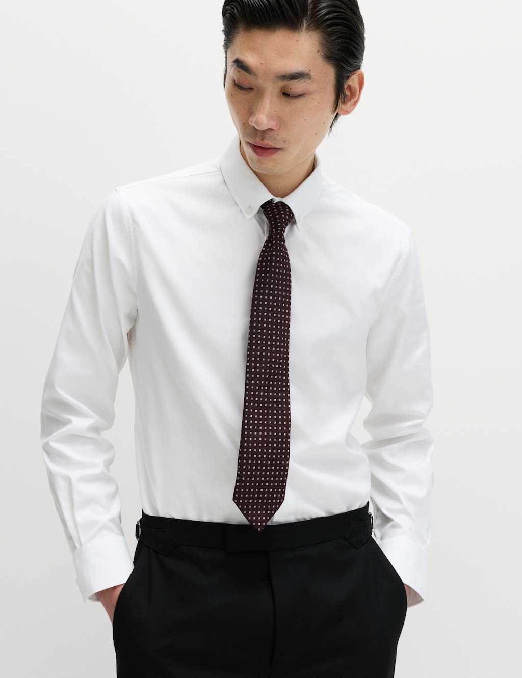 M&S Sartorial Men's Slim Fit Pure Cotton Twill Luxury Shirt - 17½ - White