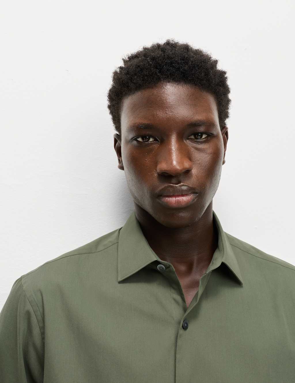 M&S Regular Fit Pure Cotton Shirt Dark Sage