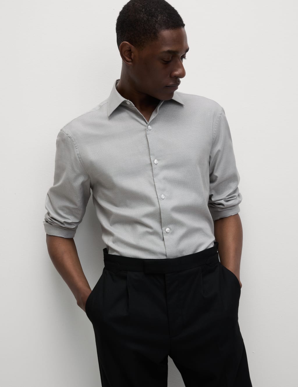 Regular Fit Pure Cotton Textured Long Sleeve Shirt