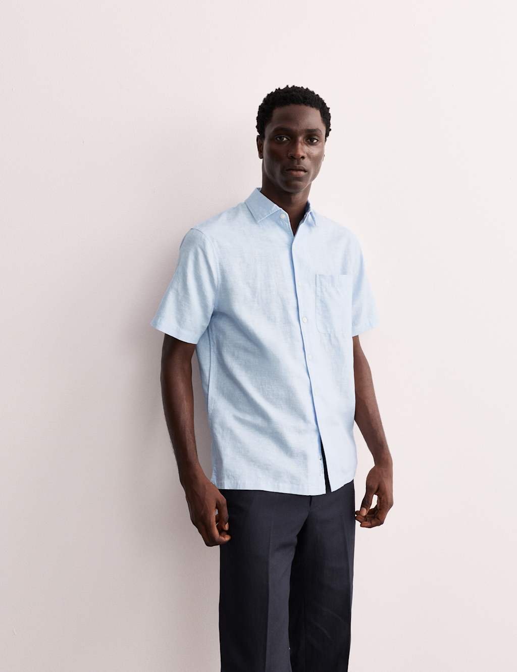 Regular Fit Luxury Linen Cotton Blend Short Sleeve Shirt