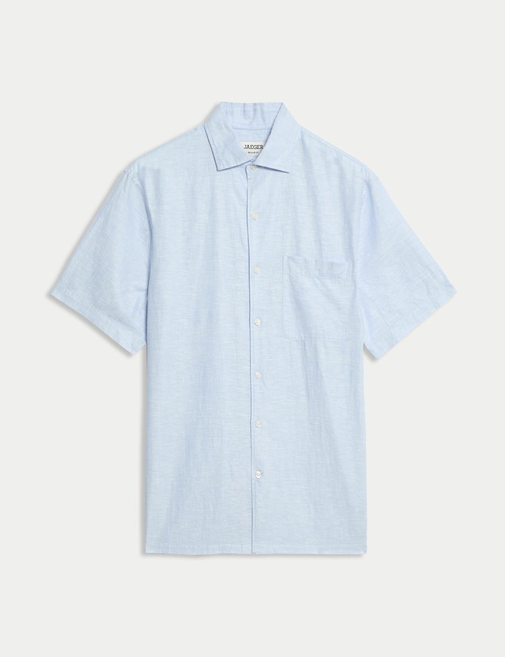Regular Fit Luxury Linen Cotton Blend Short Sleeve Shirt