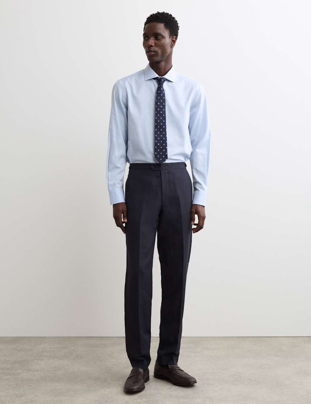 JAEGER Regular Fit Luxury Pure Cotton Textured Shirt Soft Blue