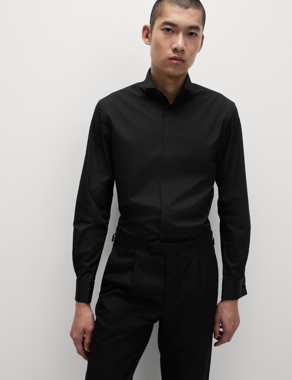 Slim Fit Cotton Blend Dress Shirt