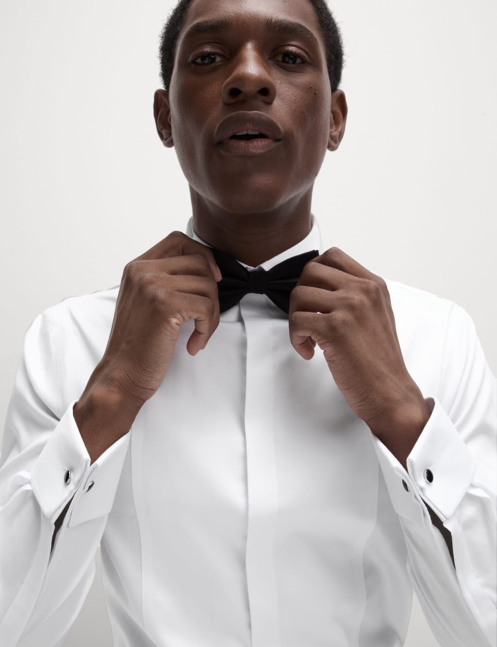 Slim Fit Cotton Dress Shirt with Bow Tie