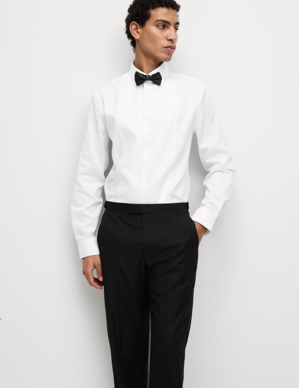 Slim Fit Cotton Dress Shirt with Bow Tie