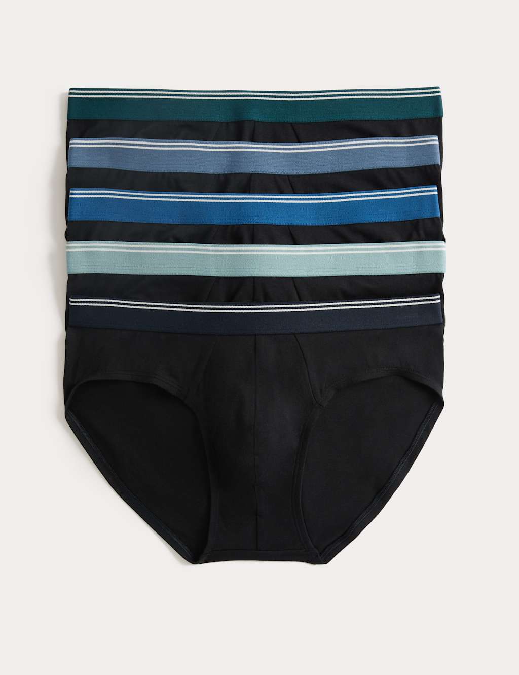 M&S Men's 5pk Pure Cotton Cool & Fresh Slips - L - Black Mix