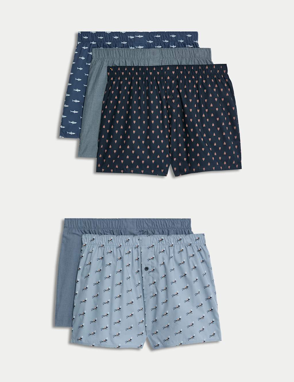 5pk Pure Cotton Woven Boxers