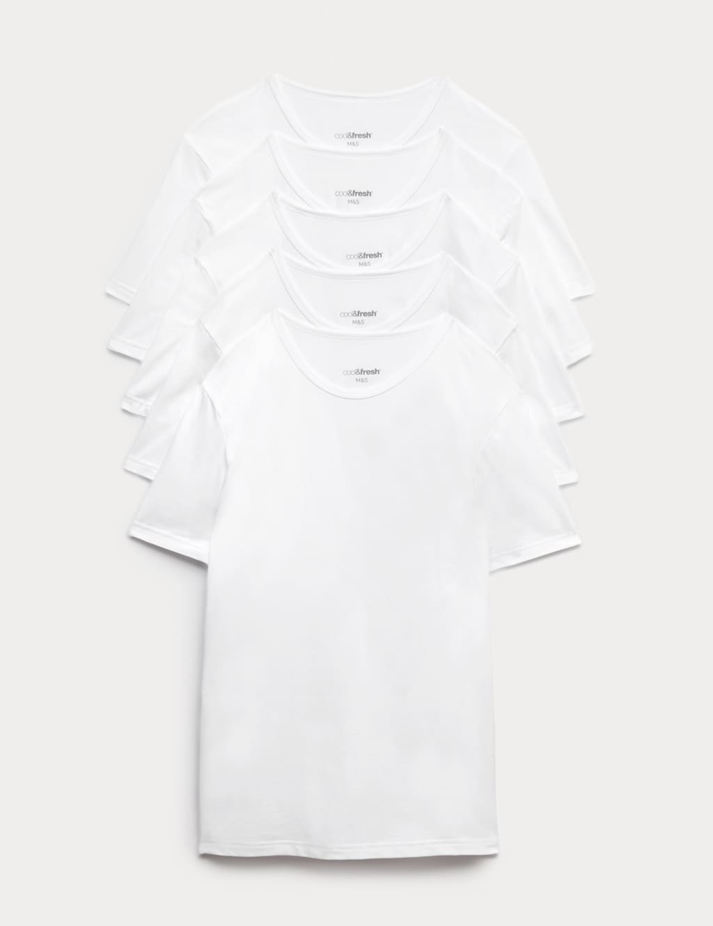 M&S 5 Pack Cotton Rich Cool & Fresh Stretch Vests White