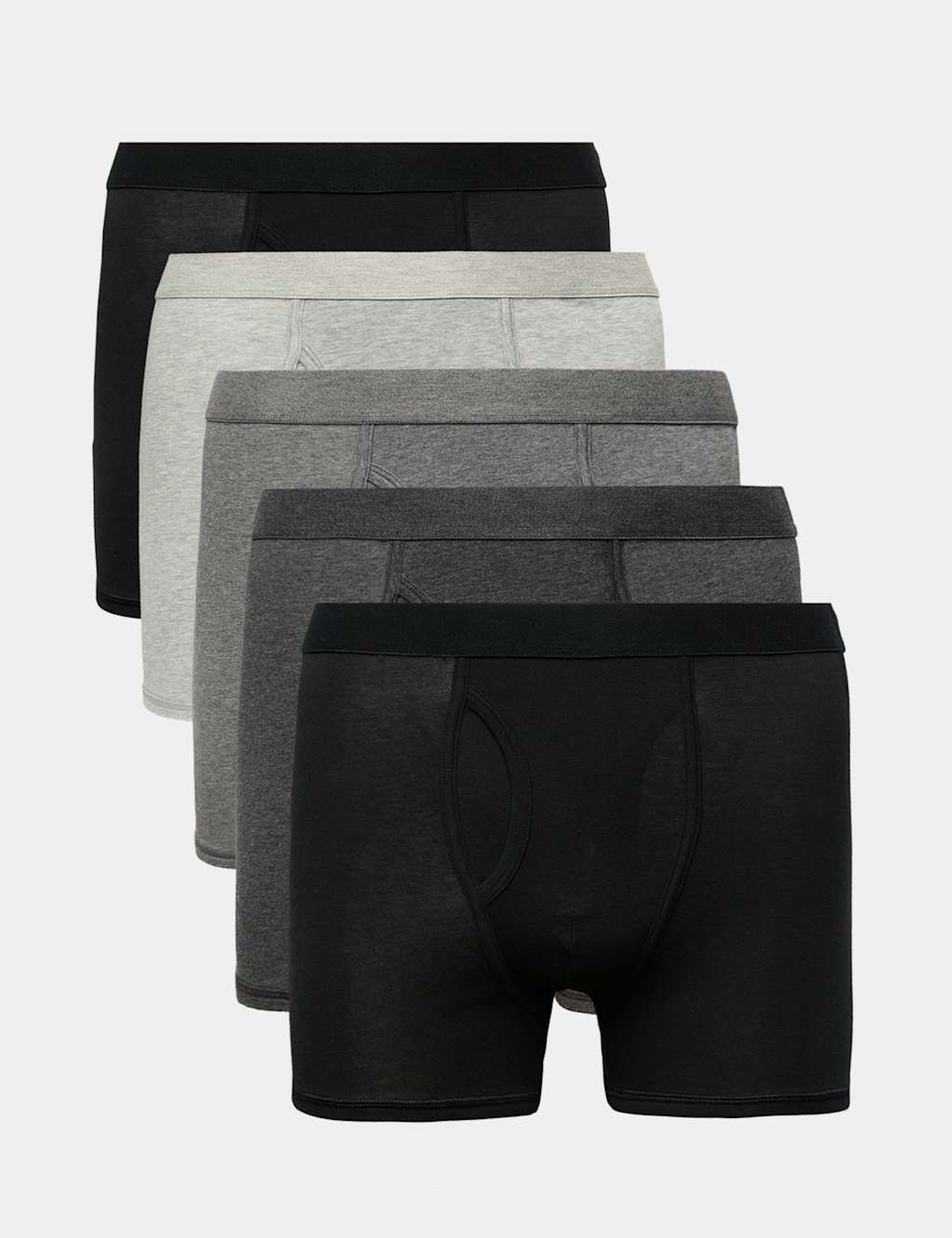 M&S Men's 5 Pack Cotton Stretch Cool & Fresh Marl Trunks - XL - Black Mix