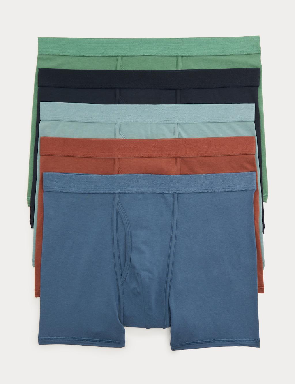 M&S Men's 5 Pack Cotton Stretch Cool & Fresh Trunks - L - Multi