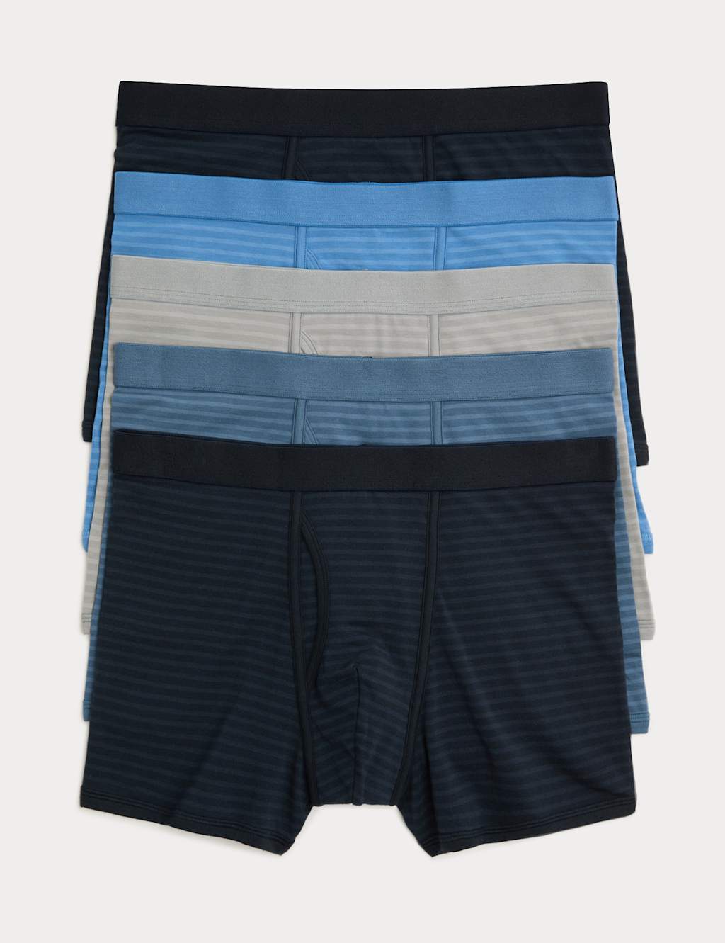 M&S 5-Pack Cotton Stretch Cool & Fresh Trunks Blue Mix