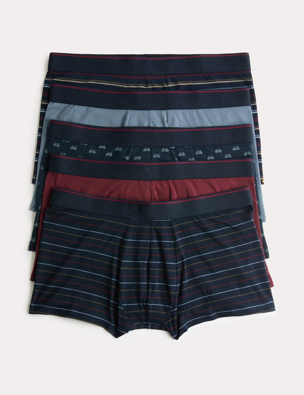 M&S 5pk Cotton Stretch Cool & Fresh Hipsters Navy Mix