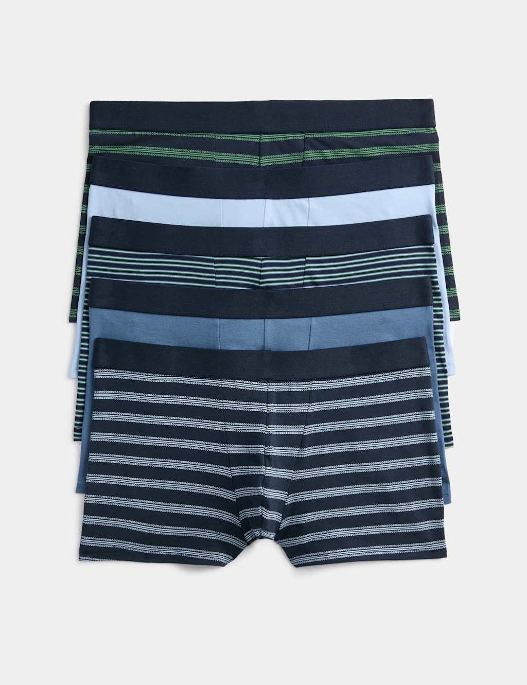 M&S 5pk Cotton Rich Cool & Fresh Hipsters Blue Mix