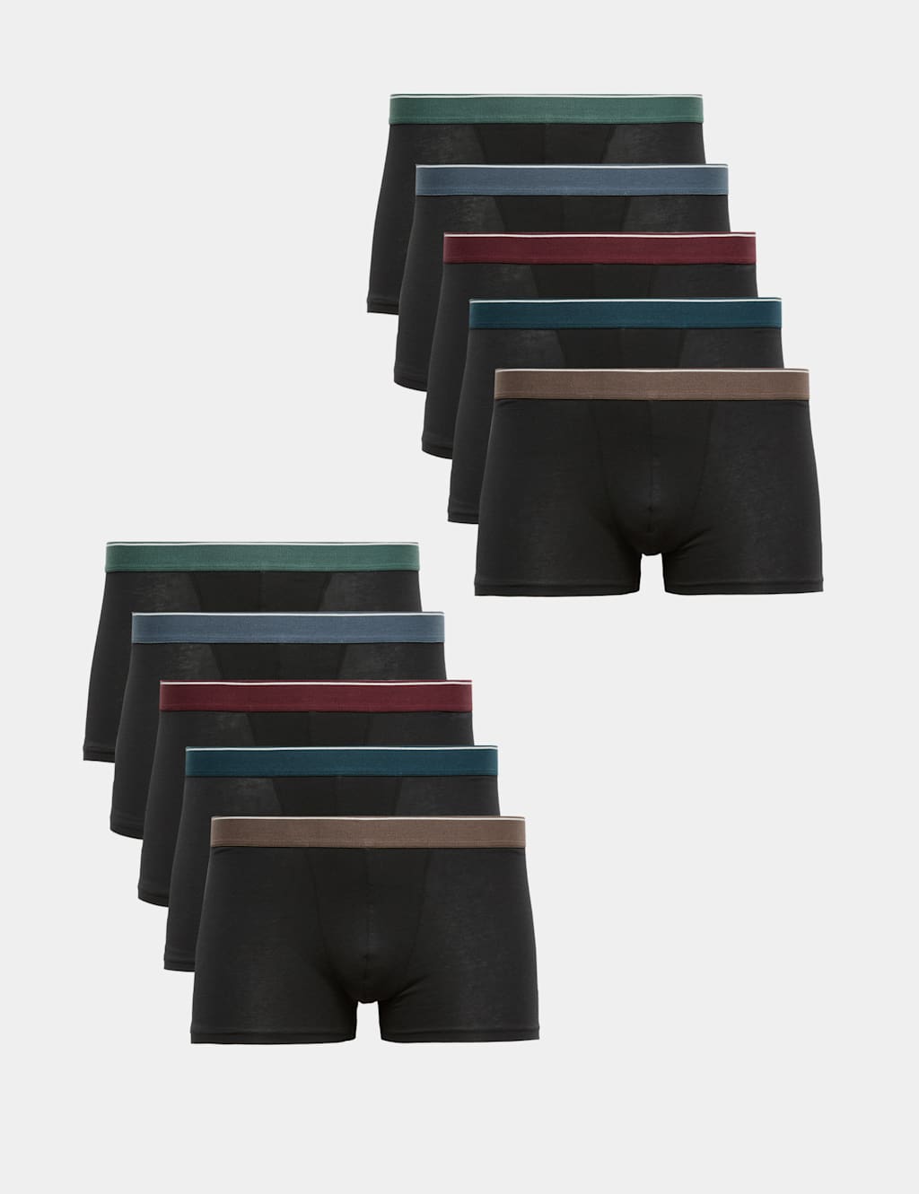 M&S Men's 10pk Cotton Stretch Hipsters - XL - Black Mix