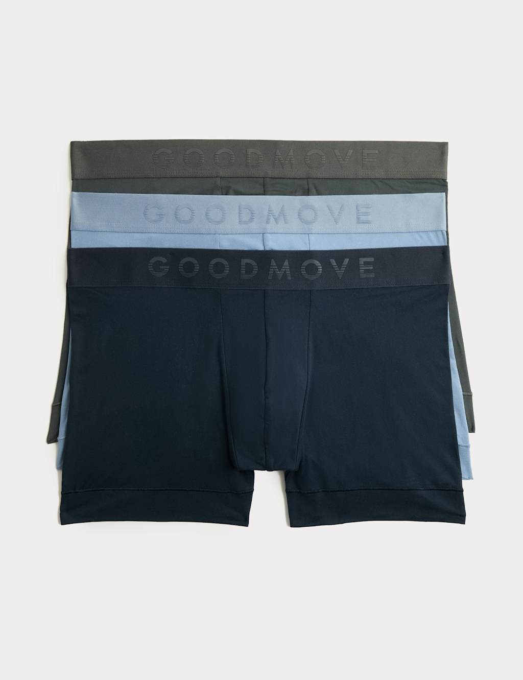 Goodmove Men's 3 Pack Secret Support Trunks - S - Blue Mix