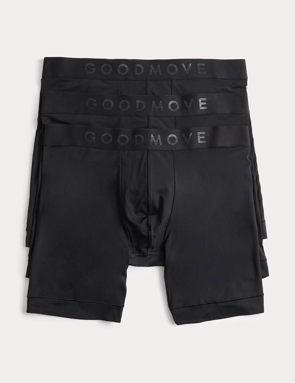 Goodmove Men's 3 Pack Secret Support Longer Length Trunks - S - Black Mix