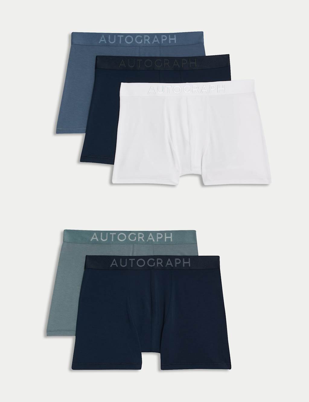 Autograph Men's 5 Pack Modal Rich 360 Flex Trunks - XL - Blue Mix