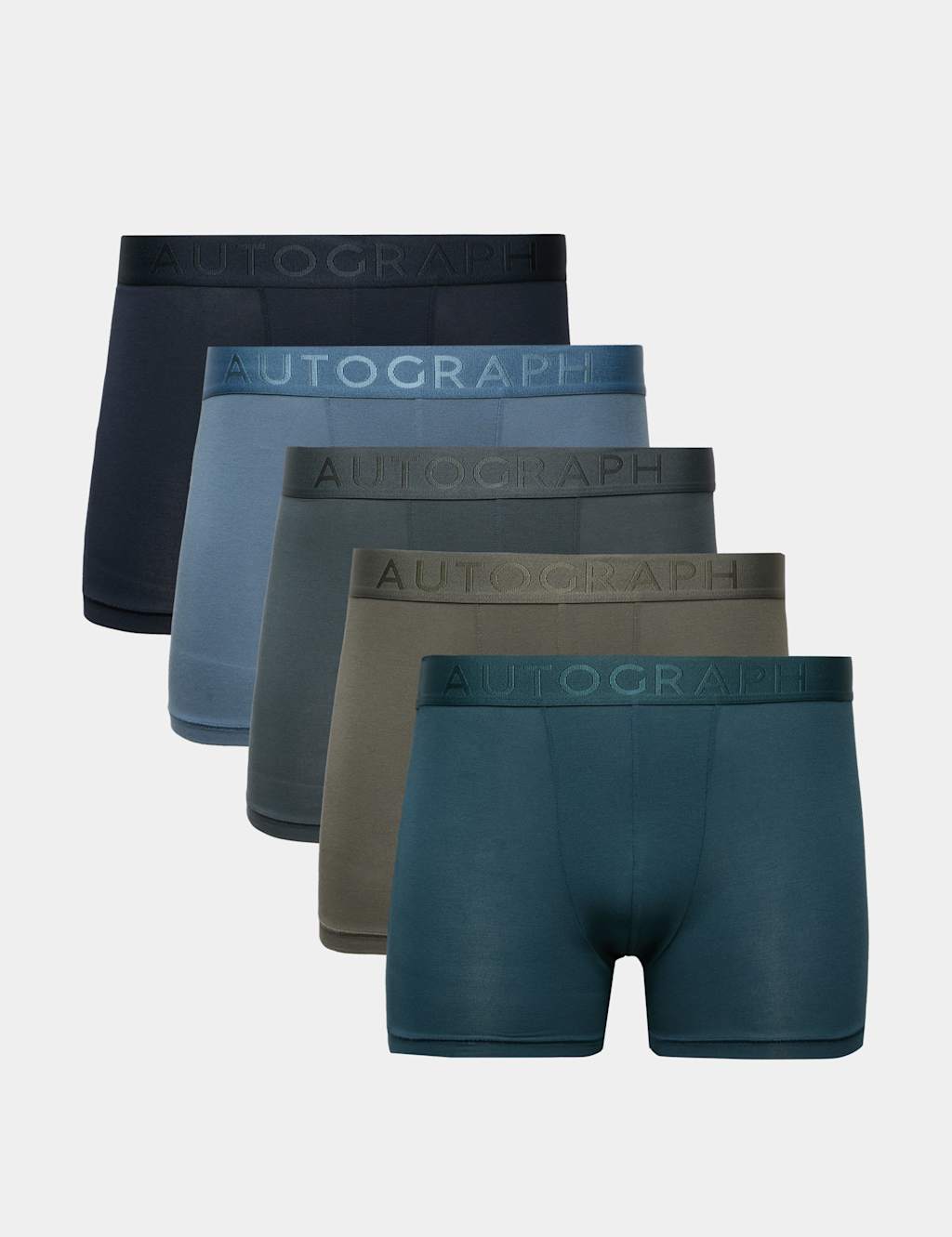 Autograph Men's 5 Pack Modal Rich 360 Flex Trunks - 2XL - Teal Mix